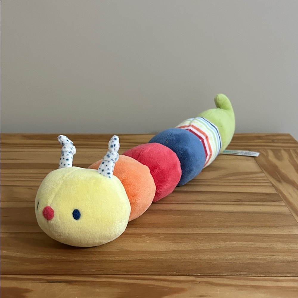 Baby Gund 14" Tinkle Crinkle Rainbow Caterpillar Plush Rattle Squeak Stuffed Toy